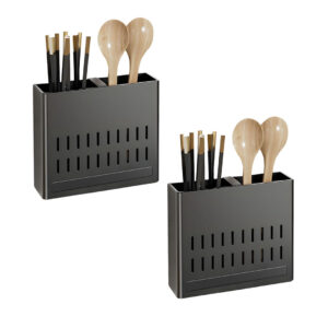 SOGA 2X Wall Mounted Kitchen Utensil Storage Rack Spoon Fork Chopstick Space Saving Organiser Spice Organisers TAN1024X2 AU DEPOT Spice Organisers - AU DEPOT