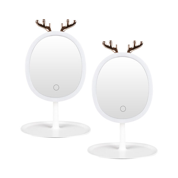 SOGA 2X White Antler LED Light Makeup Mirror Tabletop Vanity Home Decor, Home, Bathroom, Bathroom Accessories, Bathroom Storage, ,  - AU DEPOT 1