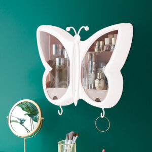 SOGA 2X White Butterfly Shape Wall-Mounted Makeup Organiser Dustproof Waterproof Bathroom Storage Box Home Decor, Home, Bathroom, Bathroom Accessories, Bathroom Storage, ,  - AU DEPOT 2