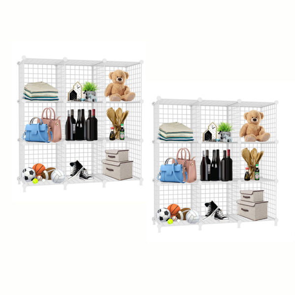 SOGA 2X White Portable 9-Cube 3 Column Storage Organiser Foldable DIY Modular Grid Space Saving Shelf, Furniture, Storage & Shelving, Home Storage, , ,  - AU DEPOT 1