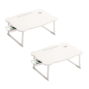 SOGA 2X White Portable Bed Table Adjustable Folding Mini Desk With Mini Drawer and Cup Holder Home Decor BedTableM666X2 AU DEPOT - AU DEPOT