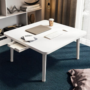 SOGA 2X White Portable Floor Table Small Square Space-Saving Mini Desk Home Decor, Desks & Computer Tables, , , , ,  - AU DEPOT 2