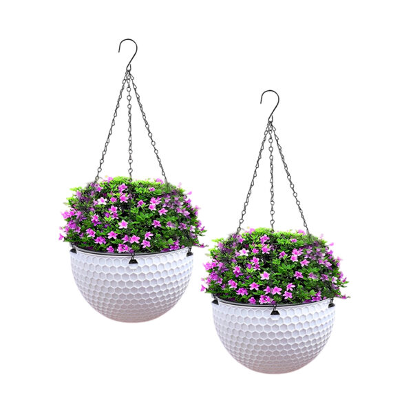 SOGA 2X White Small Hanging Resin Flower Pot Self Watering Basket Planter Outdoor Garden Decor, Home & Living, Home Decor, Indoor Pots, Planters and Plant Stands, , ,  - AU DEPOT 1