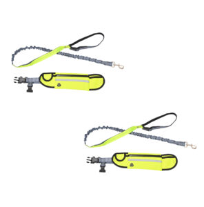 SOGA 2X Yellow Adjustable Hands Free Pet Leash Bag Dog Lead Walking Running Jogging Pet Essentials Dog Collars PetLeash009X2 AU DEPOT Dog Collars - AU DEPOT