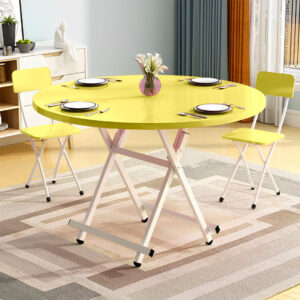 SOGA 2X Yellow Dining Table Portable Round Surface Space Saving Folding Desk Home Decor, Furniture, Living Room Furniture, Tables, , ,  - AU DEPOT 2