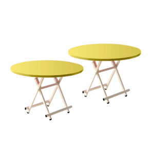 SOGA 2X Yellow Dining Table Portable Round Surface Space Saving Folding Desk Home Decor TableRD725X2 AU DEPOT - AU DEPOT