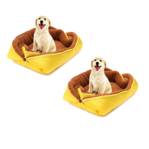 SOGA 2X Yellow Dual purpose Cushion Nest Cat Dog Bed Warm Plush Kennel Mat Pet Home Travel Essentials CarPetBag03X2 AU DEPOT - AU DEPOT