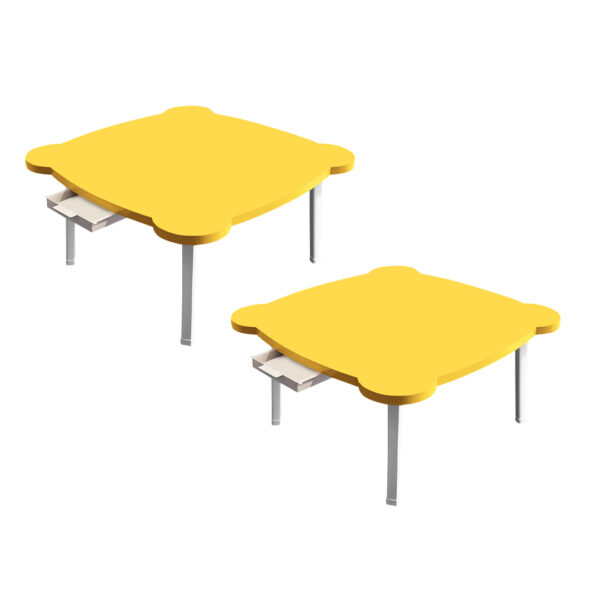 SOGA 2X Yellow Minimalist Cat Ear Portable Floor Table Small Space-Saving Mini Desk Home Decor, Desks & Computer Tables, , , , ,  - AU DEPOT 1