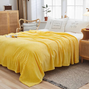 SOGA 2X Yellow Throw Blanket Warm Cozy Striped Pattern Thin Flannel Coverlet Fleece Bed Sofa Comforter, Home, Bed Linen, Throws And Blankets, Blankets, ,  - AU DEPOT 2