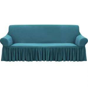 SOGA 3 Seater Blue Sofa Cover with Ruffled Skirt Couch Protector High Stretch Lounge Slipcover Home Decor SofaCov16 AU DEPOT - AU DEPOT