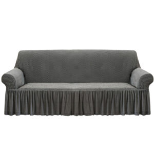 SOGA 3 Seater Grey Sofa Cover with Ruffled Skirt Couch Protector High Stretch Lounge Slipcover Home Decor SofaCov7 AU DEPOT - AU DEPOT