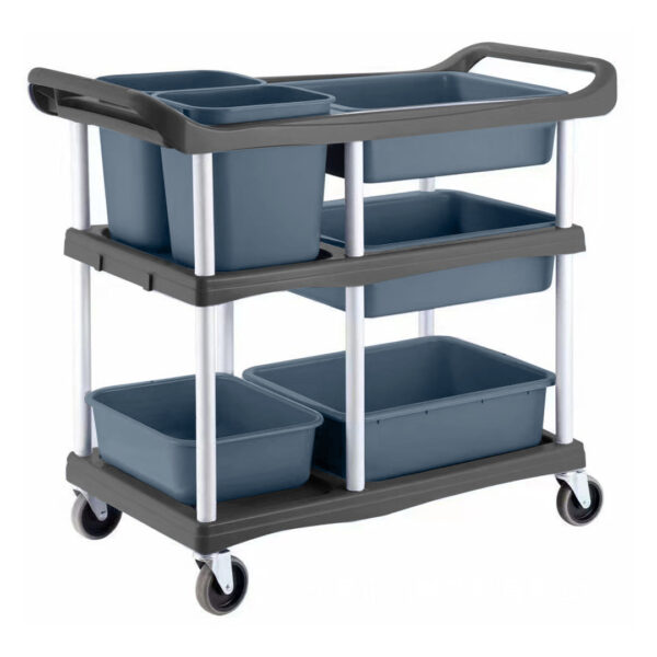 SOGA 3-Tier Commercial Soiled Food Trolley Dirty Plate Cart Five Buckets Kitchen Food Utility, Business & Industrial, Food Service, Food Service Carts, , ,  - AU DEPOT 1