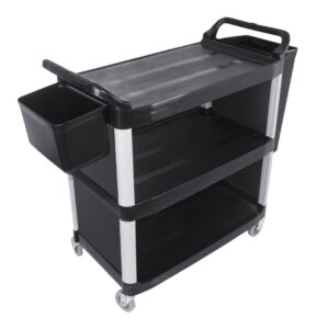 SOGA 3 Tier Covered Food Trolley Food Waste Cart Storage Mechanic Kitchen with Bins FoodCart1515WithBins AU DEPOT - AU DEPOT