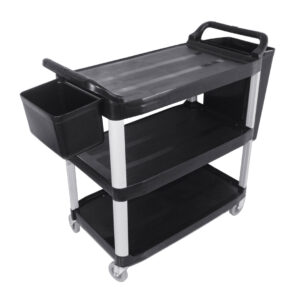 SOGA 3 Tier Food Trolley Food Waste Cart With Two Bins Storage Kitchen Black Large, Business & Industrial, Food Service, Food Service Carts, , ,  - AU DEPOT 1