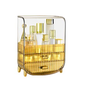 SOGA 3 Tier Golden Yellow Multifunctional Countertop Cosmetic Storage Makeup Perfume Skincare Display Stand Shelf Drawer Type Organiser, Home, Bathroom, Bathroom Accessories, Bathroom Storage, ,  - AU DEPOT 1