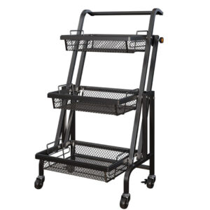 SOGA 3 Tier Steel Black Adjustable Kitchen Cart Multi Functional Shelves Portable Storage Organizer with Wheels KitchenXY032 AU DEPOT - AU DEPOT