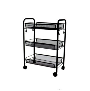 SOGA 3 Tier Steel Black Bee Mesh Kitchen Cart Multi Functional Shelves Portable Storage Organizer with Wheels KitchenXY036 AU DEPOT - AU DEPOT