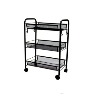 SOGA 3 Tier Steel Black Bee Mesh Kitchen Cart Multi-Functional Shelves Portable Storage Organizer with Wheels, Garden, Tools & Hardware, Garage Storage & Organisation, Utility Shelves, , ,  - AU DEPOT 1