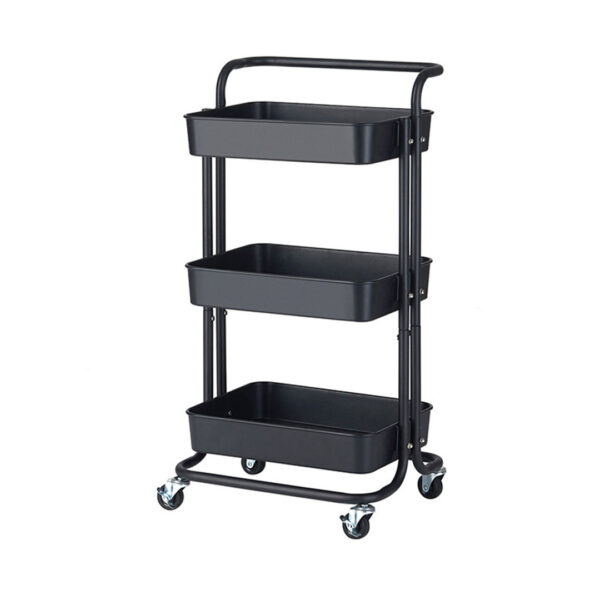 SOGA 3 Tier Steel Black Movable Kitchen Cart Multi-Functional Shelves Portable Storage Organizer with Wheels, Garden, Tools & Hardware, Garage Storage & Organisation, Utility Shelves, , ,  - AU DEPOT 1