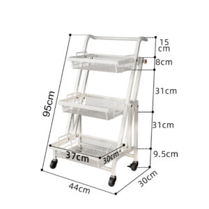 SOGA 3 Tier Steel White Adjustable Kitchen Cart Multi-Functional Shelves Portable Storage Organizer with Wheels, Garden, Tools & Hardware, Garage Storage & Organisation, Utility Shelves, , ,  - AU DEPOT 2