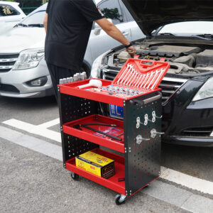 SOGA 3 Tier Tool Storage Cart Portable Service Utility Heavy Duty Mobile Trolley with Hooks Red, Garden, Tools & Hardware, Garage Storage & Organisation, Tool Organisers, , ,  - AU DEPOT 2