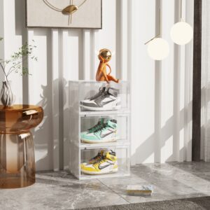 SOGA 3 Tier Transparent Portable Shoe Organiser Sneaker Footwear Folding Plastic Bin Stackable Storage Box with Magnetic Door, Furniture, Storage & Shelving, Shoe Storage, , ,  - AU DEPOT 2