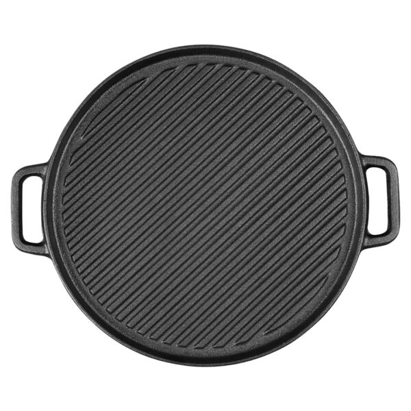 SOGA 30cm Round Cast Iron Ribbed BBQ Pan Skillet Steak Sizzle Platter with Handle, Home & Living, Kitchen & Dining, Cookware, Frying Pans, ,  - AU DEPOT 1