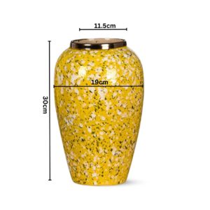 SOGA 30x19cm Yellow with White Mini Floral Medium Ceramic Flower Vase Elegant Living Room Home Decor, Home & Living, Home Decor, Vases, , ,  - AU DEPOT 2