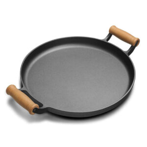 SOGA 31cm Cast Iron Frying Pan Skillet Steak Sizzle Fry Platter With Wooden Handle No Lid Frying Pans ZPaiB9 AU DEPOT Frying Pans - AU DEPOT