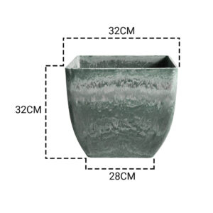 SOGA 32cm Green Grey Square Resin Plant Flower Pot in Cement Pattern Planter Cachepot for Indoor Home Office, Home & Living, Home Decor, Indoor Pots, Planters and Plant Stands, , ,  - AU DEPOT 2