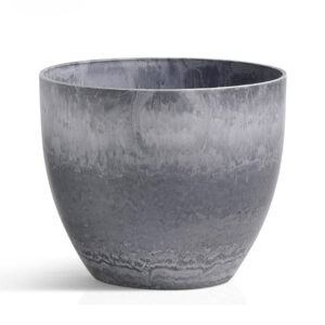 SOGA 32cm Weathered Grey Round Resin Plant Flower Pot in Cement Pattern Planter Cachepot for Indoor Home Office FPotA3739 AU DEPOT - AU DEPOT