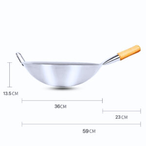 SOGA 36cm Stainless Steel Kitchen Cooking Wok with Wood Handle, Home & living, kitchen & dining, cookware, frying pans, ,  - AU DEPOT 2