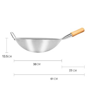 SOGA 38cm Stainless Steel Kitchen Cooking Wok with Wood Handle, Home & living, kitchen & dining, cookware, frying pans, ,  - AU DEPOT 2