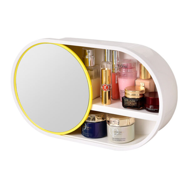 SOGA 39cm Oval Wall-Mounted Mirror Storage Box Vanity Mirror Rack Bathroom Adhesive Shelf Home Organiser Decor, Home, Bathroom, Bathroom Accessories, Bathroom Storage, ,  - AU DEPOT 1