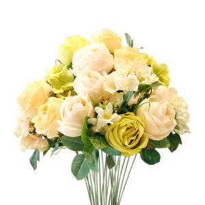 SOGA 3pcs Artificial Silk with 15 Heads Flower Fake Rose Bouquet Table Decor White AFlowerWhiteSet AU DEPOT - AU DEPOT