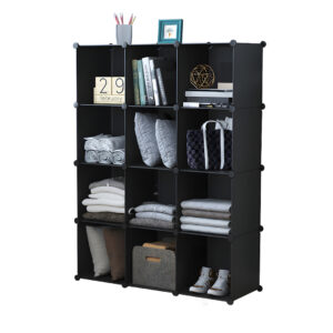 SOGA 4 Tier 12-Cube Black Portable Wardrobe Divide-Grid Modular Storage Organiser Foldable Closet, Home & Living, Bedroom??edroom Storage Solutions, Other, , ,  - AU DEPOT 1