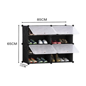 SOGA 4 Tier 2 Column Shoe Rack Organizer Sneaker Footwear Storage Stackable Stand Cabinet Portable Wardrobe with Cover, Furniture, Storage & Shelving, Shoe Storage, , ,  - AU DEPOT 2