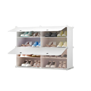 SOGA 4 Tier 2 Column White Shoe Rack Organizer Sneaker Footwear Storage Stackable Stand Cabinet Portable Wardrobe with Cover, Furniture, Storage & Shelving, Shoe Storage, , ,  - AU DEPOT 1