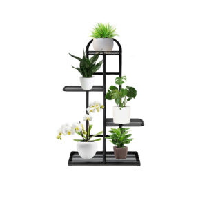 SOGA 4 Tier 5 Pots Black Metal Plant Stand Flowerpot Display Shelf Rack Indoor Home Office Decor FPotH02 AU DEPOT - AU DEPOT