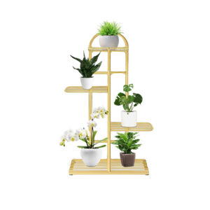 SOGA 4 Tier 5 Pots Gold Metal Plant Stand Flowerpot Display Shelf Rack Indoor Home Office Decor FPotH12 AU DEPOT - AU DEPOT