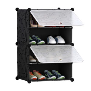 SOGA 4 Tier Shoe Rack Organizer Sneaker Footwear Storage Stackable Stand Cabinet Portable Wardrobe with Cover ShoeBox104 AU DEPOT - AU DEPOT