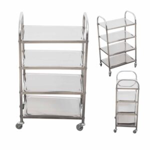 SOGA 4 Tier Stainless Steel Kitchen Dinning Food Cart Trolley Utility Size Square Large, Business & Industrial, Food Service, Food Service Carts, , ,  - AU DEPOT 2