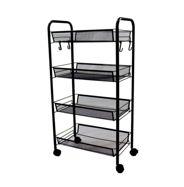 SOGA 4 Tier Steel Black Bee Mesh Kitchen Cart Multi-Functional Shelves Portable Storage Organizer with Wheels, Garden, Tools & Hardware, Garage Storage & Organisation, Utility Shelves, , ,  - AU DEPOT 1