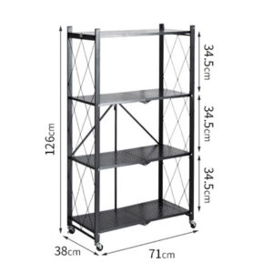 SOGA 4 Tier Steel Black Foldable Kitchen Cart Multi-Functional Shelves Portable Storage Organizer with Wheels, Garden, Tools & Hardware, Garage Storage & Organisation, Utility Shelves, , ,  - AU DEPOT 2