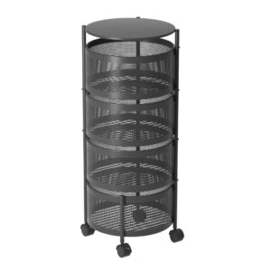 SOGA 4 Tier Steel Round Rotating Kitchen Cart Multi Functional Shelves Portable Storage Organizer with Wheels KitchenXY016 AU DEPOT - AU DEPOT