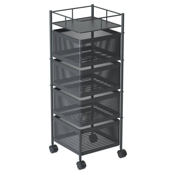 SOGA 4 Tier Steel Square Rotating Kitchen Cart Multi-Functional Shelves Portable Storage Organizer with Wheels, Garden, Tools & Hardware, Garage Storage & Organisation, Utility Shelves, , ,  - AU DEPOT 1