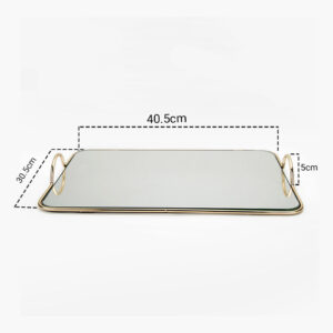 SOGA 40.5cm Gold Flat-Lay Mirror Glass Metal Tray Vanity Makeup Perfume Jewelry Organiser with Handles, Home & Living, Home Decor, Jewellery Holders & Organisers, , ,  - AU DEPOT 2