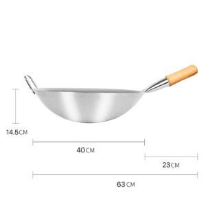 SOGA 40cm Stainless Steel Kitchen Cooking Wok with Wood Handle, Home & living, kitchen & dining, cookware, frying pans, ,  - AU DEPOT 2