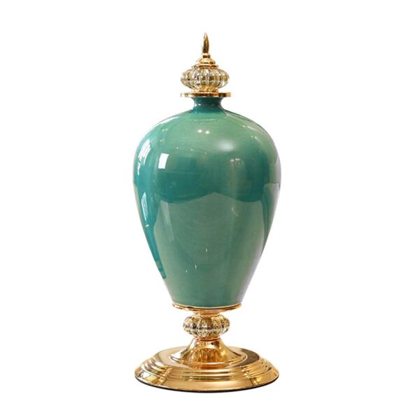 SOGA 42.50cm Ceramic Oval Flower Vase with Gold Metal Base Green, Home & Living, Home Decor, Vases, , ,  - AU DEPOT 1