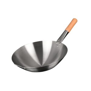 SOGA 42cm Stainless Steel Kitchen Cooking Wok with Wood Handle frying pans WokHandle42 AU DEPOT frying pans - AU DEPOT